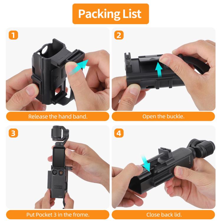 For DJI Osmo Pocket 3 Sunnylife Hand Band Magnetic Expansion Adapter Phone Teleprompter Holder Mount Extension Handle