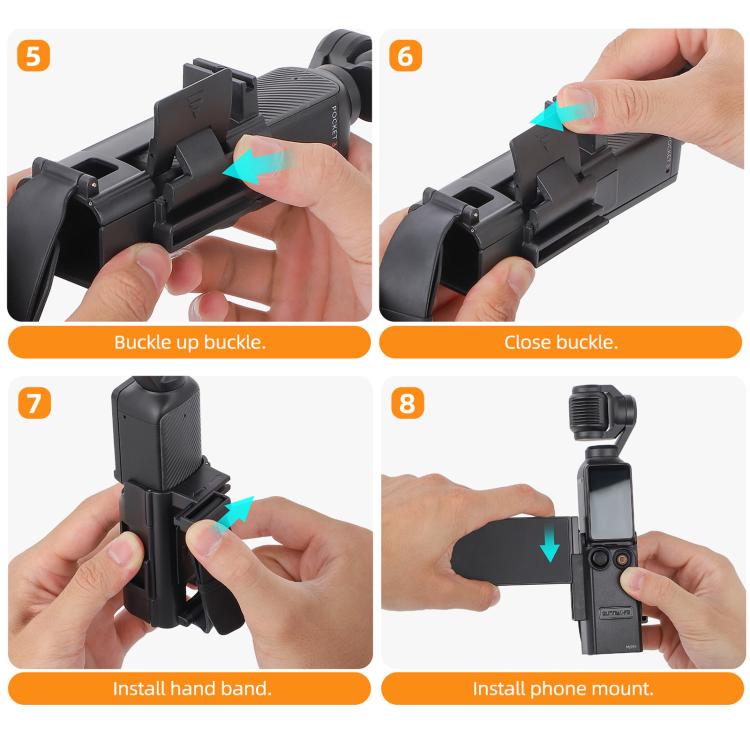 For DJI Osmo Pocket 3 Sunnylife Hand Band Magnetic Expansion Adapter Phone Teleprompter Holder Mount Extension Handle
