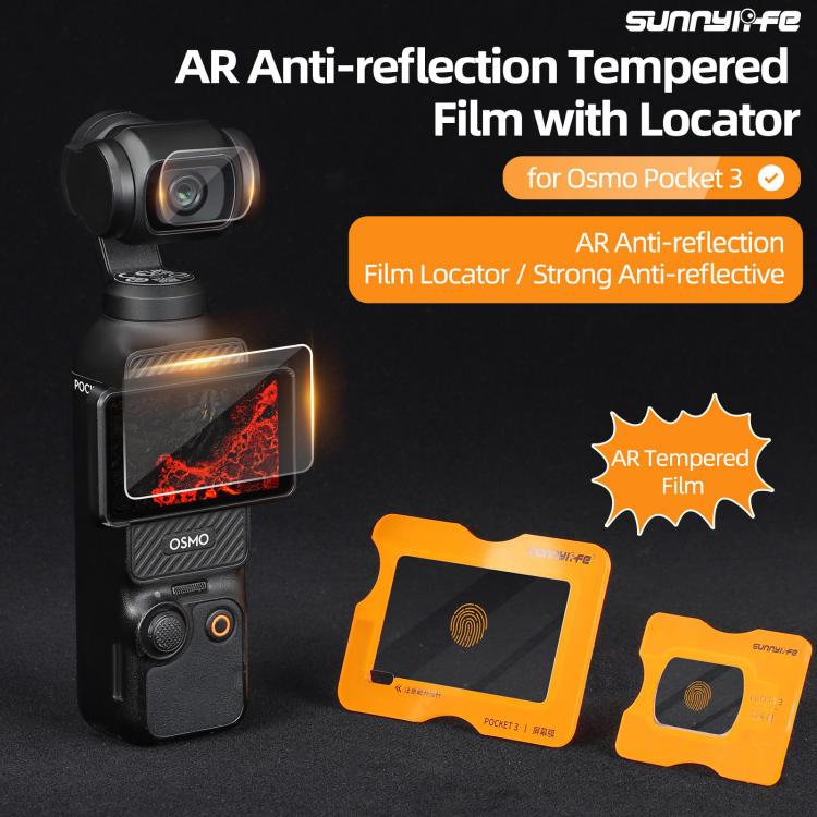 For DJI Osmo Pocket 3 Sunnylife Lens Screen Protector AR Anti-reflection Tempered Glass Film with Film Locator