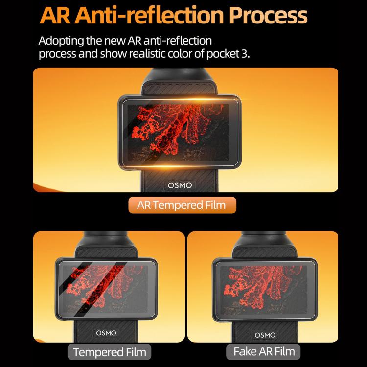 For DJI Osmo Pocket 3 Sunnylife Lens Screen Protector AR Anti-reflection Tempered Glass Film with Film Locator