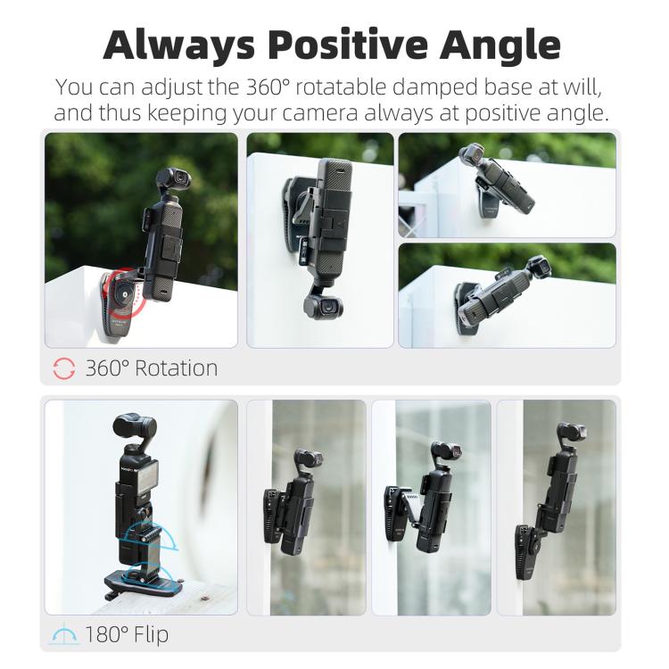 For DJI Osmo Pocket 3 Sunnylife Stretchable Backpack Clip Rotatable Magnetic Mount Action Camera Holder Vlog Mount, For DJI Osmo Pocket 3