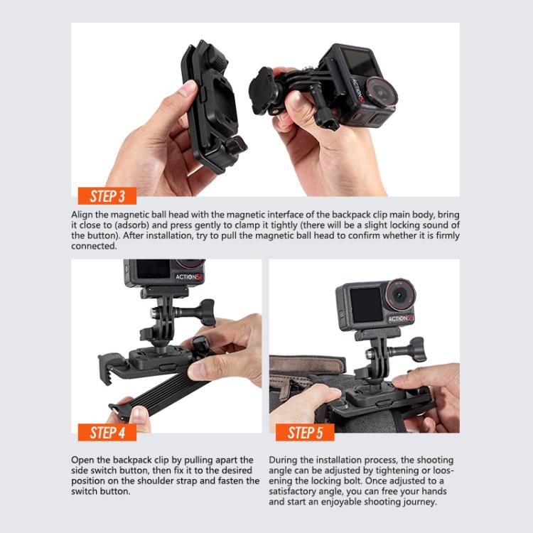 STARTRC Magnetic Backpack Clip Mount for DJI Osmo 360 / GoPro Action Cameras, Magnetic Backpack Clip