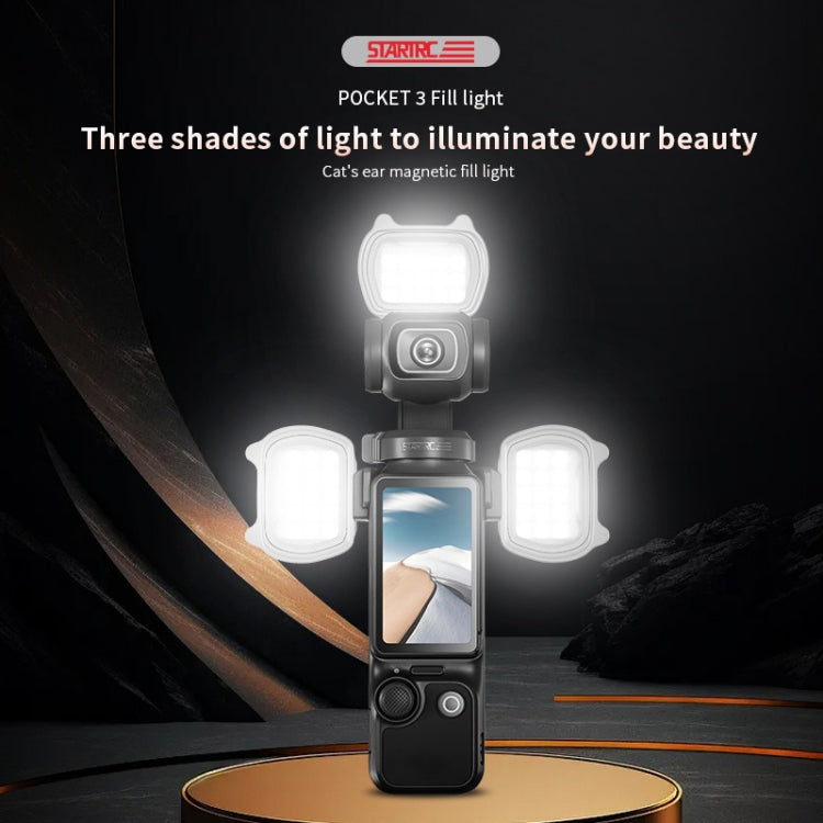 For DJI Pocket 3 STARTRC Cat-ears Magnetic Fill Light with Holder Clip Kit, Fill Light with Holder Clip