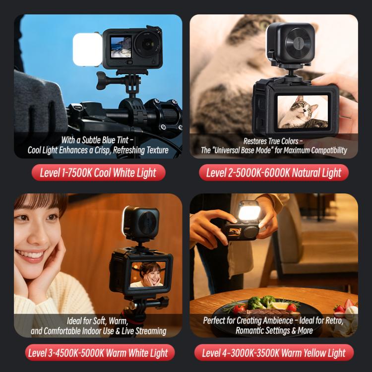 For DJI Osmo Pocket 3 STARTRC Cat Ears Magnetic Three Colors LED Fill Light with Fixed Clamp