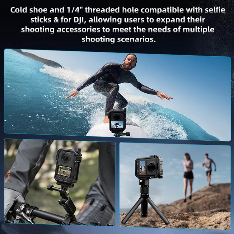 For DJI Osmo 360 YELANGU Metal Protective Cage Expansion Frame with Horizontal Mount Base, Cage with Horizontal Mount Base
