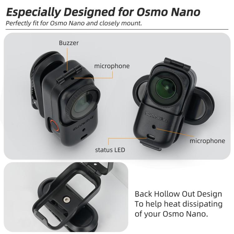 For DJI Osmo Nano Sunnylife Backpack Clip Action Camera Clamp 360 Degree Rotation Vertical-Horizontal Mount