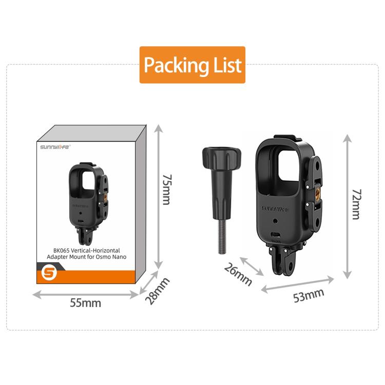 For DJI Osmo Nano Sunnylife Foldable Vertical-Horizontal Adapter Mount Protective Frame Mounting Brackets Housing Cover