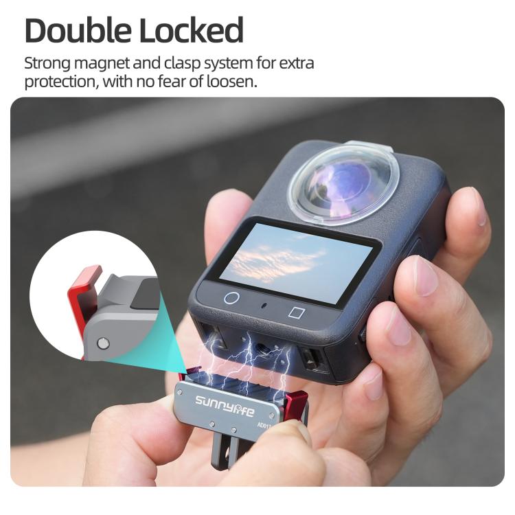 Sunnylife Metal Magnetic Quick Release Adapter Mount Foldable Cam Stand 1/4 Adapter For DJI Osmo Nano / Osmo 360 / Action 5 Pro / 4 / 3