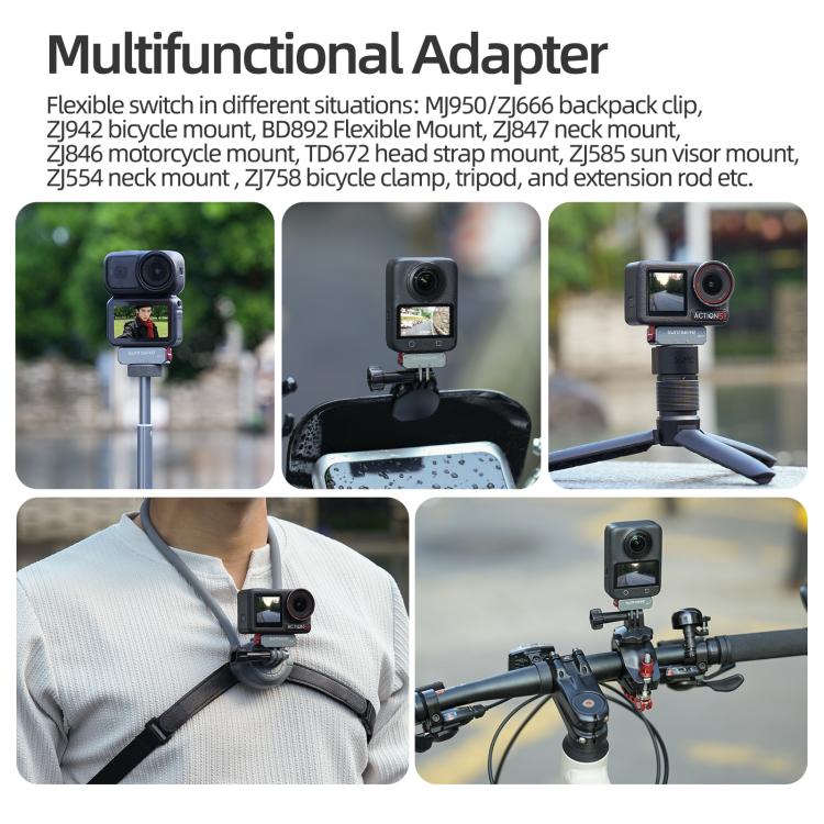 Sunnylife Metal Magnetic Quick Release Adapter Mount Foldable Cam Stand 1/4 Adapter For DJI Osmo Nano / Osmo 360 / Action 5 Pro / 4 / 3