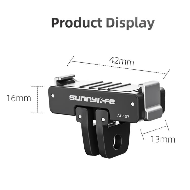 For DJI Osmo 360 Sunnylife Dual-Direction Magnetic Mount Quick-Release 1/4 Screw Foldable 2-prong Design Adapter Mount