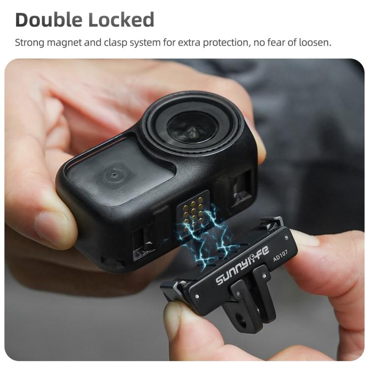 For DJI Osmo 360 Sunnylife Dual-Direction Magnetic Mount Quick-Release 1/4 Screw Foldable 2-prong Design Adapter Mount