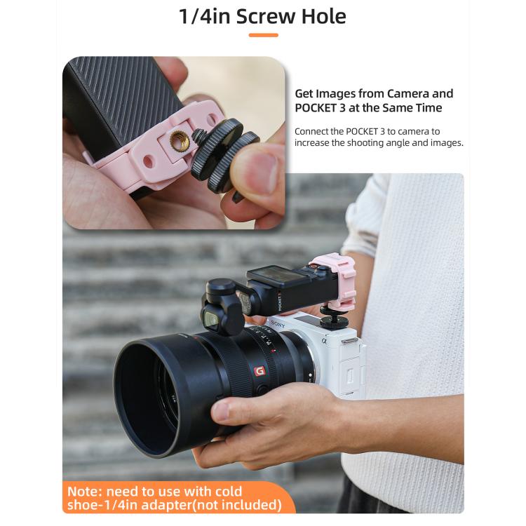 For DJI OSMO Pocket 3 Sunnylife Quick Release Adapter Mount Frame Two-Way Adapter Expansion Selfie Stick Tripod Adapter