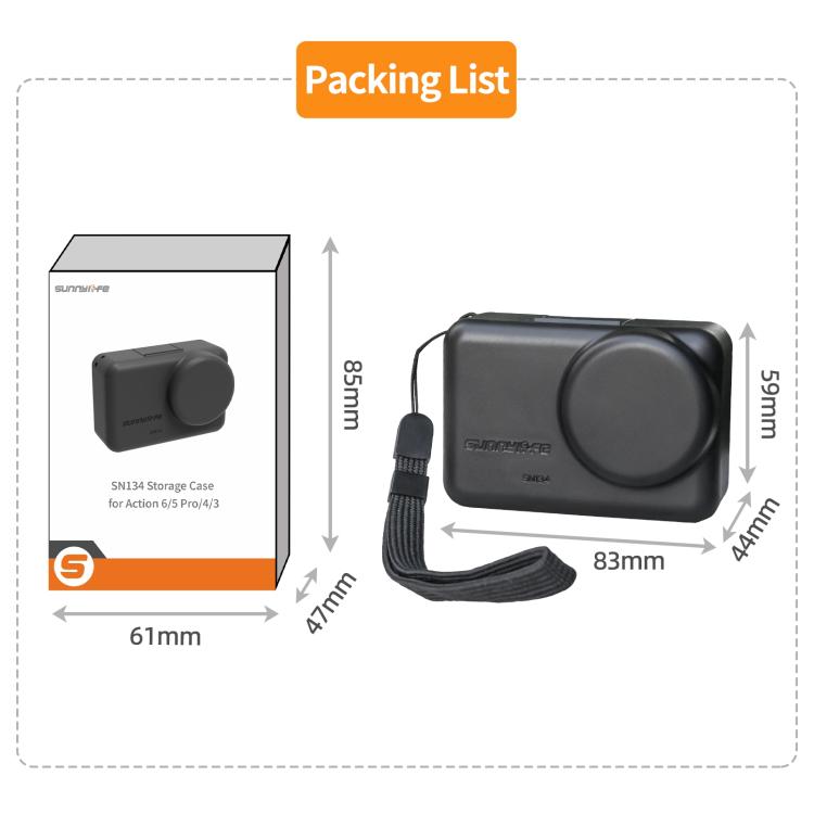 Sunnylife Portable Protective Cover Shock-proof Dust-proof Storage Box with Lanyard for DJI Osmo Action 6 / 5 Pro / 4 / 3, For DJI Osmo Action 6 / 5 Pro / 4 / 3