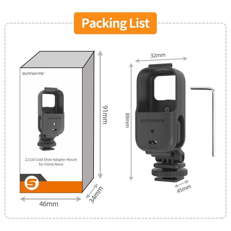 For DJI Osmo Nano 360 Rotation Adjustable Cold Shoe Vertical-Horizontal Adapter Mount Protective Frame Mounting Brackets Housing Cover, For DJI Osmo Nano