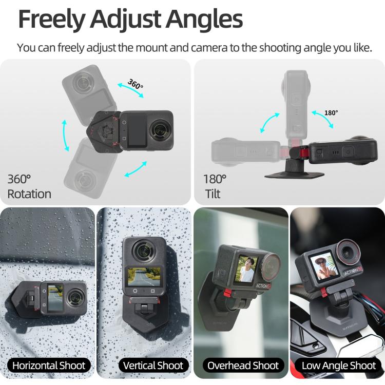 Sunnylife Magnetic Flexible Adhesive Helmet Mount Base Quick-Release Action Camera Holder For DJI Osmo 360 / Action 5 Pro / 4 / 3 / 2, For DJI Osmo 360 / Action 5 Pro / 4 / 3 / 2