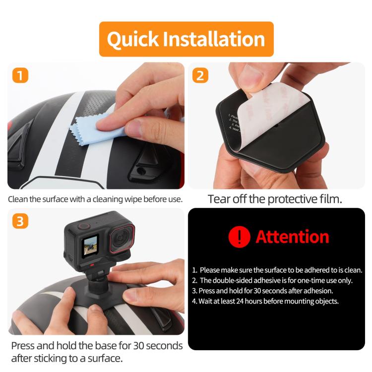 Sunnylife Magnetic Flexible Adhesive Helmet Mount Base Quick-Release Action Camera Holder For Insta360 X4 Air / X5 / Ace / Ace Pro 2 / 1, For Insta360 X4 Air / X5 / Ace / Ace Pro 2 / 1