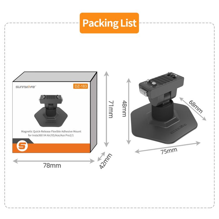 Sunnylife Magnetic Flexible Adhesive Helmet Mount Base Quick-Release Action Camera Holder For Insta360 X4 Air / X5 / Ace / Ace Pro 2 / 1, For Insta360 X4 Air / X5 / Ace / Ace Pro 2 / 1
