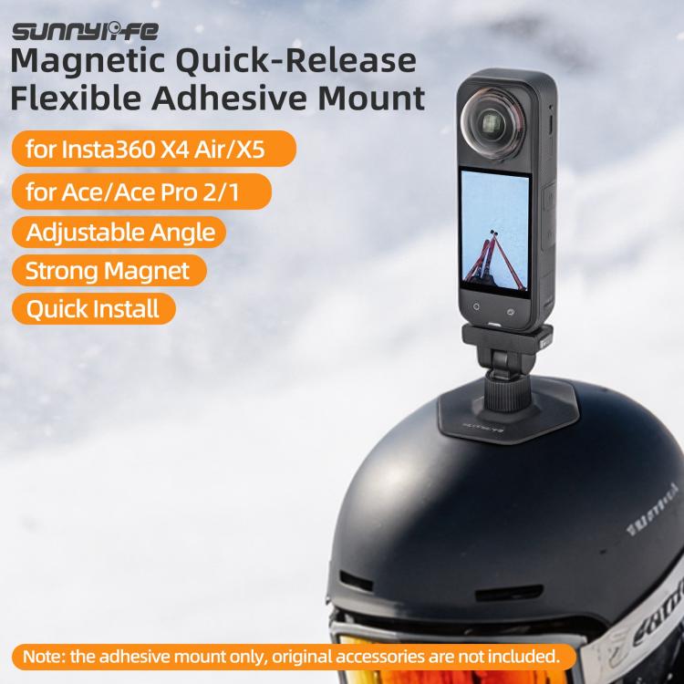 Sunnylife Magnetic Flexible Adhesive Helmet Mount Base Quick-Release Action Camera Holder For Insta360 X4 Air / X5 / Ace / Ace Pro 2 / 1, For Insta360 X4 Air / X5 / Ace / Ace Pro 2 / 1