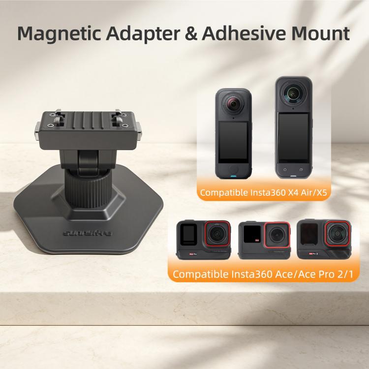 Sunnylife Magnetic Flexible Adhesive Helmet Mount Base Quick-Release Action Camera Holder For Insta360 X4 Air / X5 / Ace / Ace Pro 2 / 1, For Insta360 X4 Air / X5 / Ace / Ace Pro 2 / 1