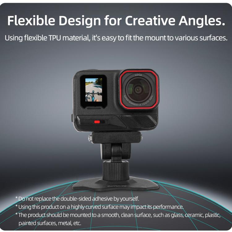 Sunnylife Magnetic Flexible Adhesive Helmet Mount Base Quick-Release Action Camera Holder For Insta360 X4 Air / X5 / Ace / Ace Pro 2 / 1, For Insta360 X4 Air / X5 / Ace / Ace Pro 2 / 1
