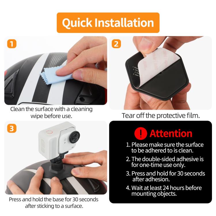 For Insta360 GO Ultra Sunnylife Magnetic Flexible Adhesive Helmet Mount Base Quick-Release Action Camera Holder, For Insta360 GO Ultra