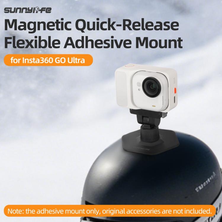 For Insta360 GO Ultra Sunnylife Magnetic Flexible Adhesive Helmet Mount Base Quick-Release Action Camera Holder, For Insta360 GO Ultra
