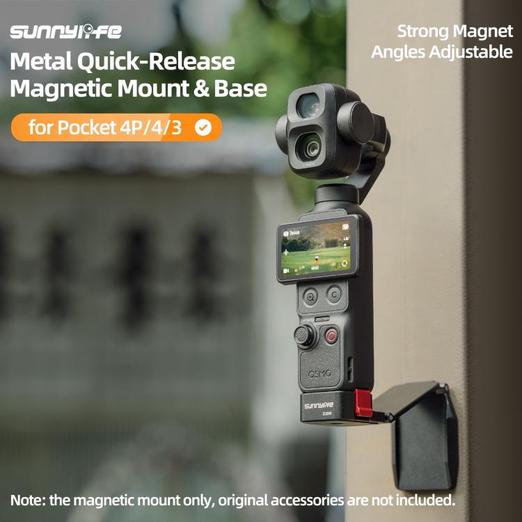 For DJI Osmo Pocket 4P / 4 / 3 Sunnylife Metal Quick-Release Magnetic Mount Tabletop Base Bracket Angles Adjustable Stand, OP4-ZJ259