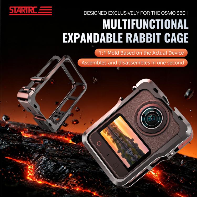 For DJI Osmo 360 / 360 II STARTRC Metal Cage Frame with Cold Shoe, For DJI Osmo 360 / 360 II