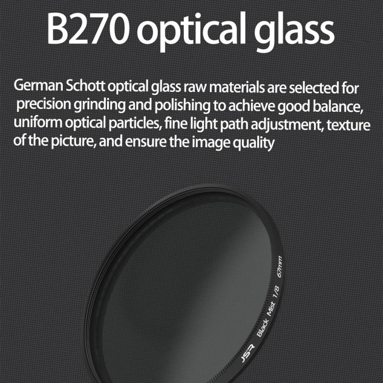 JSR Black Mist Filter Camera Lens Filter, 37mm, 43mm, 46mm, 49mm, 52mm, 55mm, 58mm, 62mm, 67mm, 72mm, 77mm, 82mm