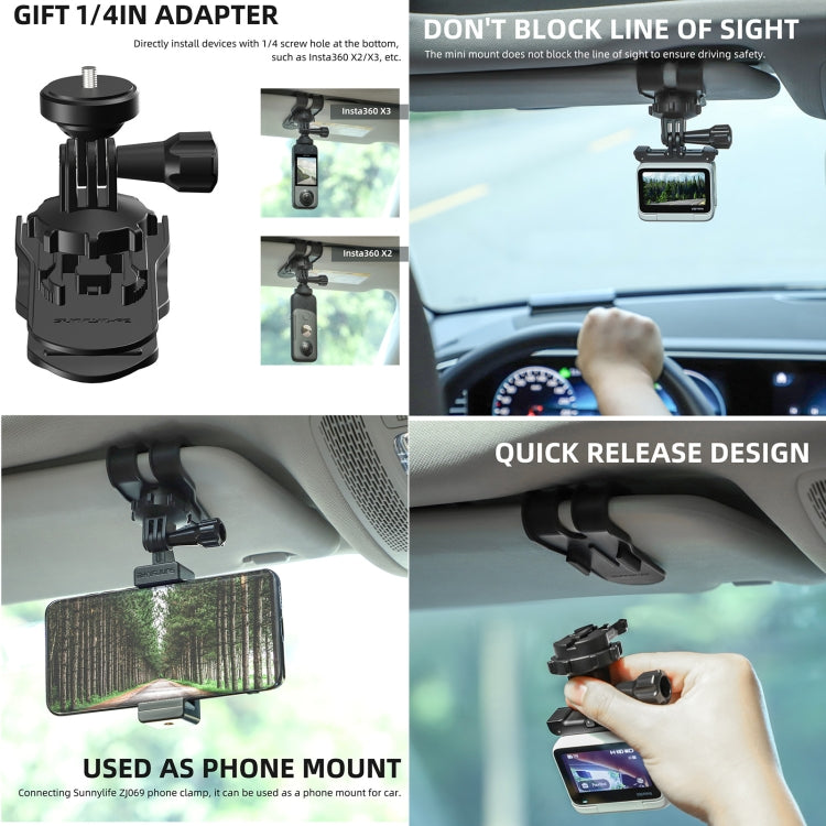 Sunnylife ZJ585 Sun Visor Camera Mount Quick Release Holder 360 Degree Rotating Vlog Bracket