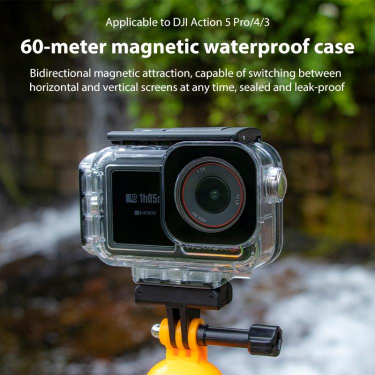 For DJI Osmo Action 5 Pro Magnetic 60m Waterproof Case