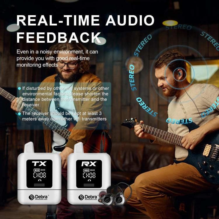 DEBRA ST-mini 2.4G Stereo Wireless Monitor System Receiver + Earphones