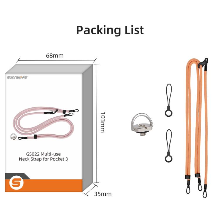 Sunnylife Neck Crossbody Strap Hanging Sling Hands-free Anti-fall Rope 1/4 Screw Neck Lanyard Shoulder Strap