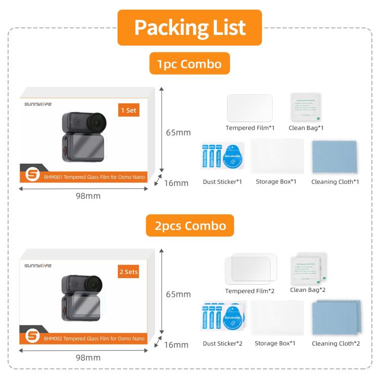 Sunnylife Screen Protector Tempered Glass Film For DJI Osmo Nano
