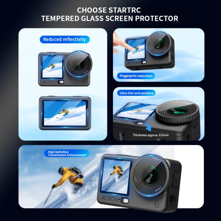STARTRC 3 in 1 Lens Protector Front and Rear Screen Tempered Glass Films
