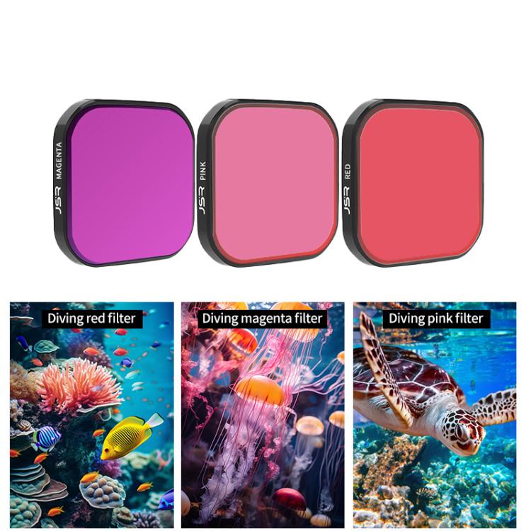 For DJI Osmo Nano JSR Diving Color Lens Filter Set, Magenta Filter, Pink Filter, Red Filter, 3 in 1 Filter, Single Waterproof Cover