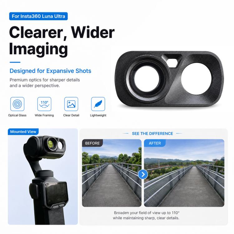 Wide Angle Lens Filter, For Insta360 Luna Ultra