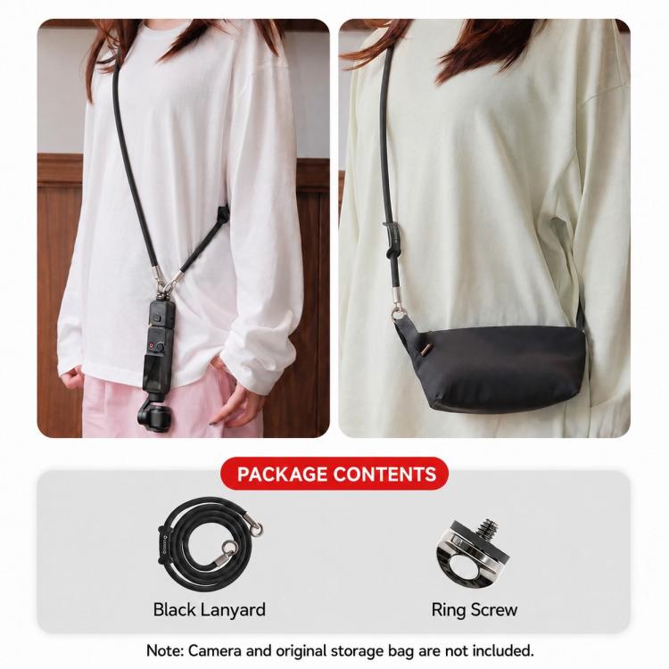 Xasurg Camera Lanyard Adjustable Crossbody Strap For DJI Osmo Pocket 4 / 3, Metal Buckle Cord, Metal Buckle Cord + Wrist Strap, Metal Buckle Cord + Buckle