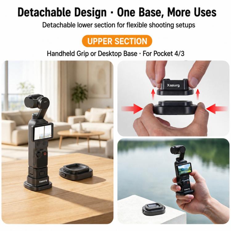 Xasurg Detachable Car Mount Base Desktop Stand, For DJI Osmo Pocket 4 / 3