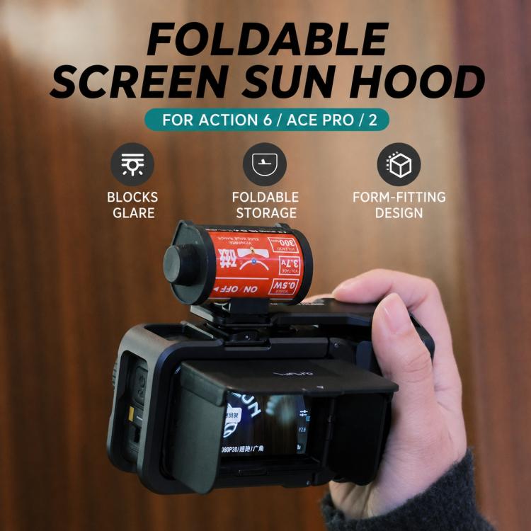 Xasurg Magnetic Sun Hood Foldable Screen Shade For DJI Action 6 / Insta Ace Pro / Ace Pro 2