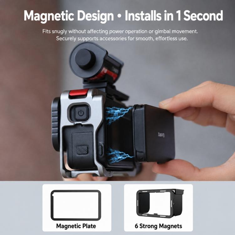 Xasurg Magnetic Sun Hood Foldable Screen Shade For DJI Action 6 / Insta Ace Pro / Ace Pro 2