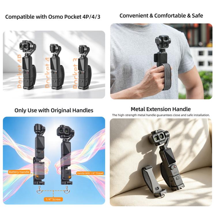Sunnylife Portable Hand Band Metal Extension Handle Mount Expansion Frame, For DJI Osmo Pocket 4P / 4 / 3