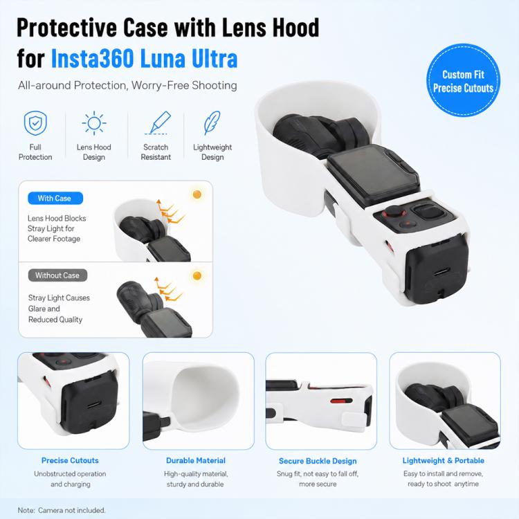 Scratch-Resistant Anti-Bump Snap Protective Frame Cover with Lens Hood, For Insta360 Luna Ultra