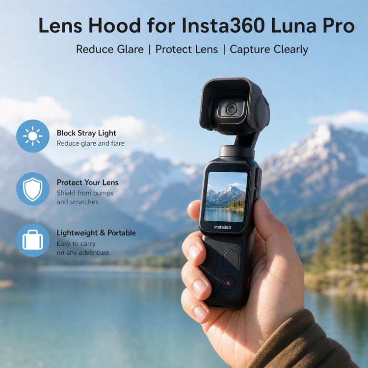 Camera Lens Hood Anti-Glare Sunshade, Lightweight Version, For Insta360 Luna Pro