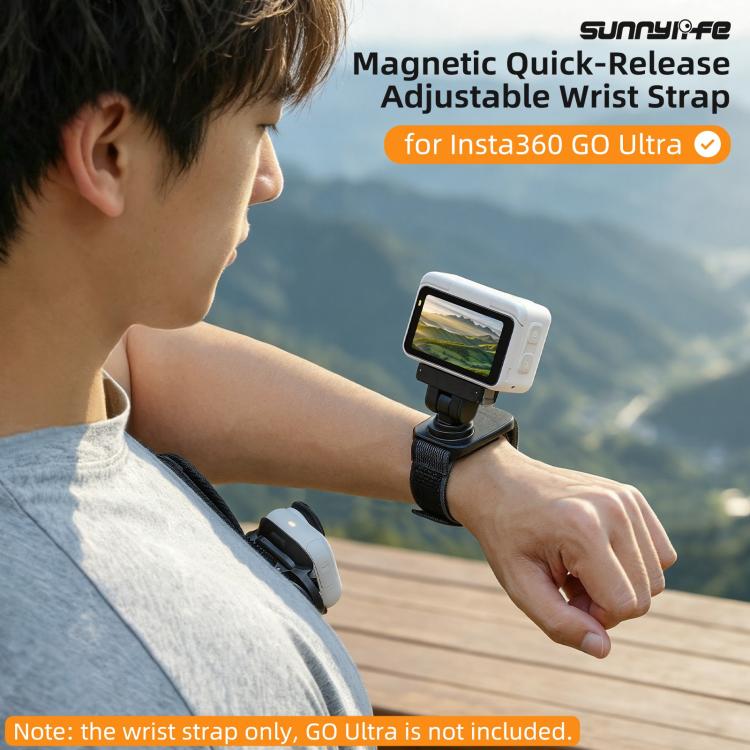 For Insta360 GO Ultra Sunnylife Magnetic Quick-Release Wrist Strap Adjustable Wristband Expansion Band Bicycle Strap Cat Collar, For Insta360 GO Ultra