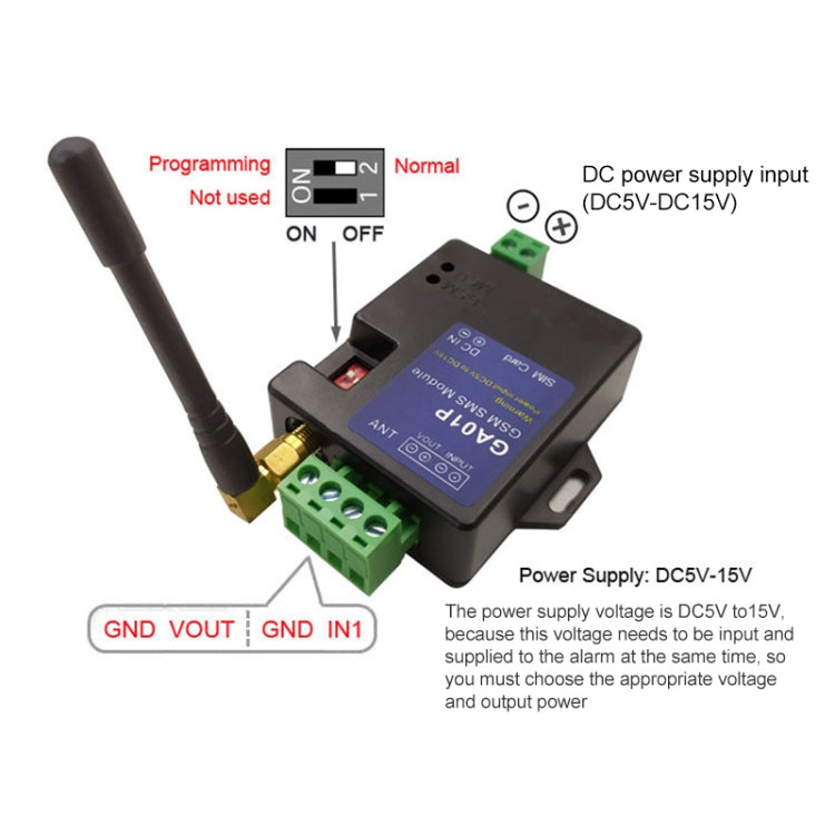 GA01P Mini Smart Power-off 2G GSM SMS Phone Alarm Module, GA01P