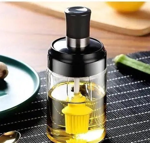 Plastic 300ml Seasoning Container Oil | Honey Dispenser Bottle Kitchen Castor Stainless Steel Seasoning Bottle Kitchen Product (Oil Brush) Pack of 1