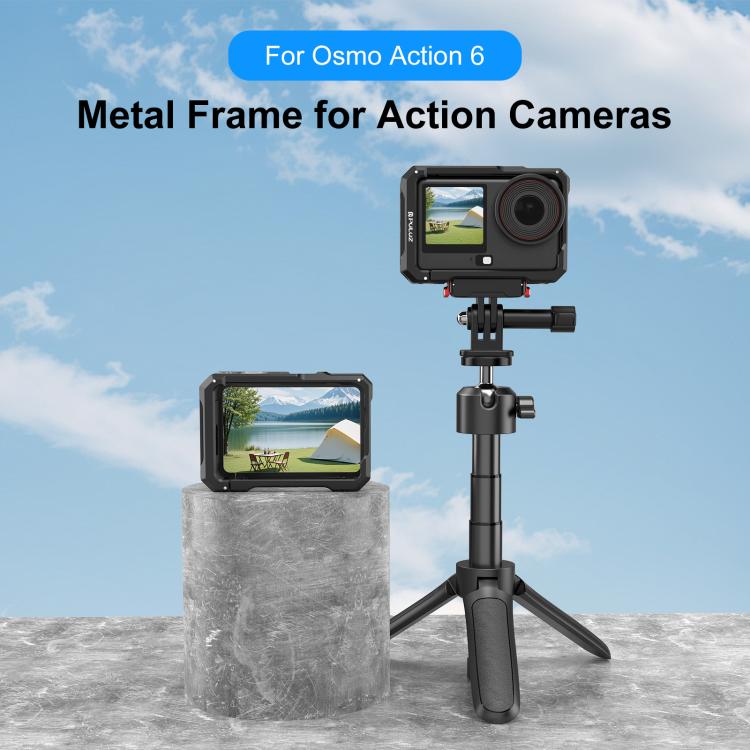 For DJI Osmo Action 6 PULUZ Metal Cage Frame with Cold Shoe