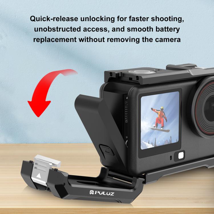 For DJI Osmo Action 6 PULUZ Metal Cage Frame with Cold Shoe