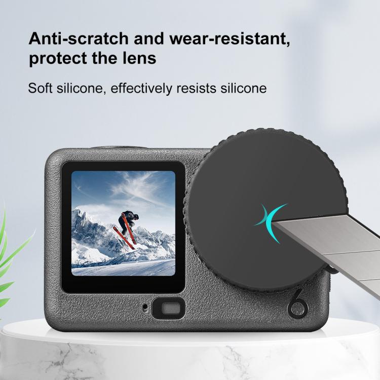 For DJI Osmo Action 6 PULUZ Silicone Lens Cap with Strap, Silicone Lens Cap